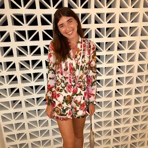 floral long sleeved romper